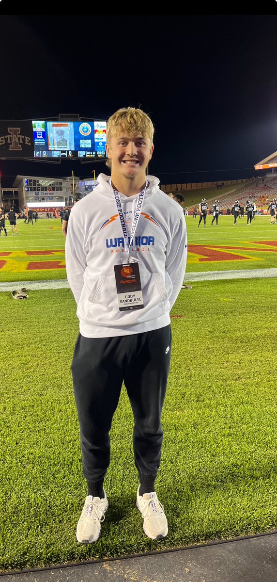 Cody Sandbulte (@codysandbulte) on Twitter photo Had a great time tonight with <a href="/CycloneFB/">Iowa State Football</a> Thank you <a href="/Coach_Kratch/">Colby Kratch</a> for the invite! <a href="/TrentSlattenow/">Trent Slattenow</a> #RollClones Had a great time tonight with <a href="/CycloneFB/">Iowa State Football</a> Thank you <a href="/Coach_Kratch/">Colby Kratch</a> for the invite! <a href="/TrentSlattenow/">Trent Slattenow</a> #RollClones