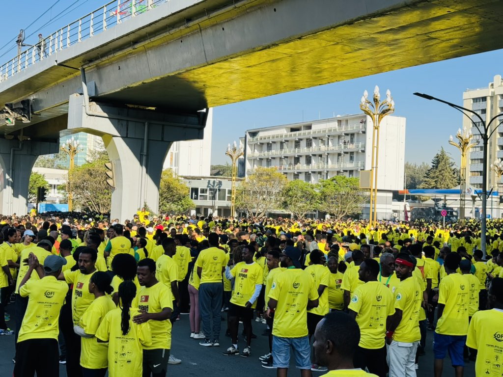 fitsumaregaa's tweet photo. The 10K #GreatEthiopianRun is about to kick off in just a few minutes! Excitement is in the air, time to showcase our fitness, unity, and solidarity. #Ethiopia https://t.co/gEYZkFiZcF