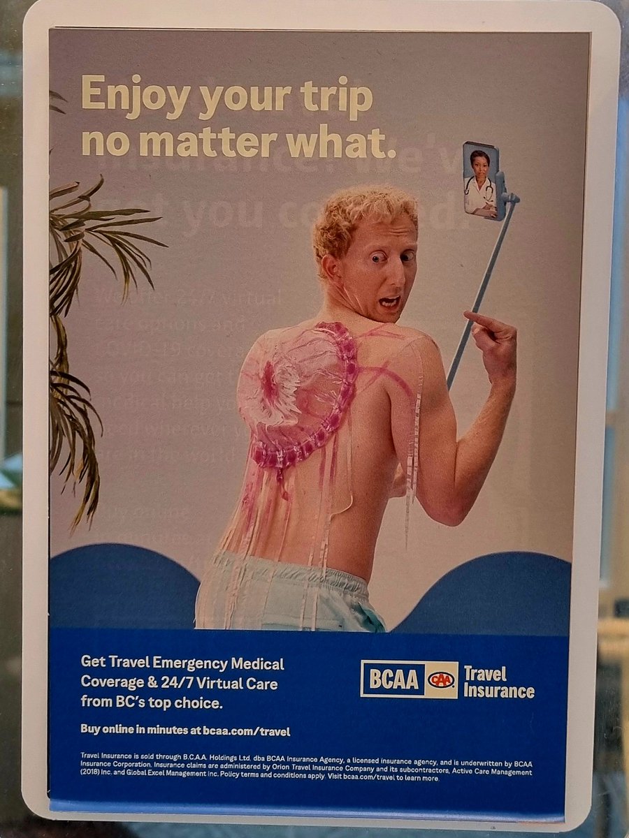So, I saw this at the airport and couldn't fathom what it was-- He's bleeding? Has a weird sunburn? Lost a bubblegum bet? But no! On closer inspection, some freakish, pink, alien jellyfish is stuck to his back! Is that even possible? 🤣🤣🤣