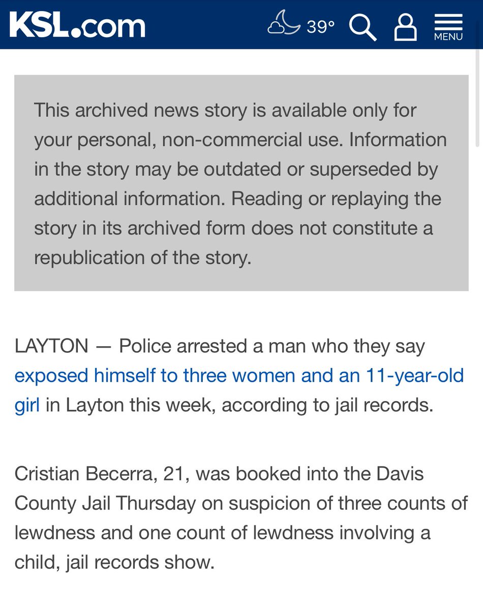 KSLMichaelHouck's tweet photo. @SpinProton @KSL5TV Hi, these two are most likely two different people. The person you are mentioning is Cristian Becerra who was 21 in 2019. The person arrested in this story is Christian Becerra who is 22 in 2024. https://t.co/Ot5Ry7cZ4S