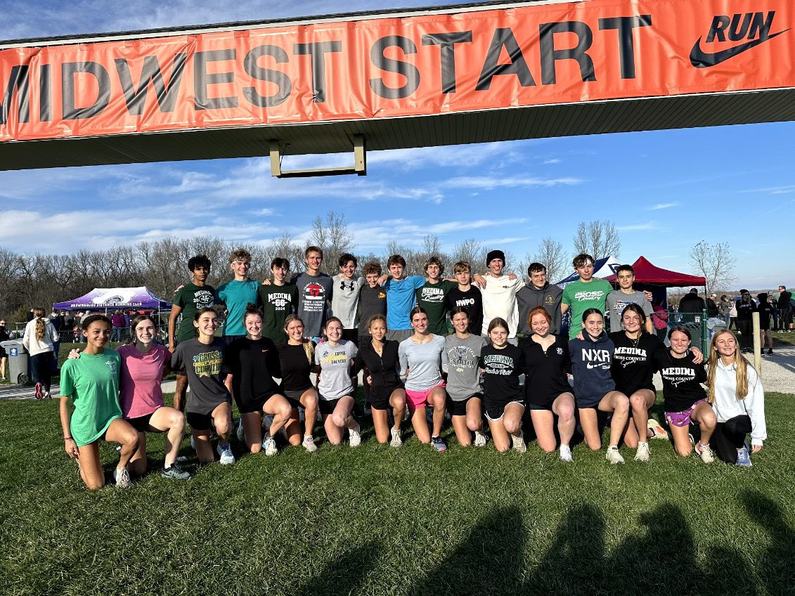 MedinaGirlsXCTF's tweet photo. Medina Girls and Boys cross country out the season tomorrow at NXR in Terre Haute, IN, aka Cross Country Town USA. #FinishOnEmpty #FamilyMentality https://t.co/xEeCakPsun