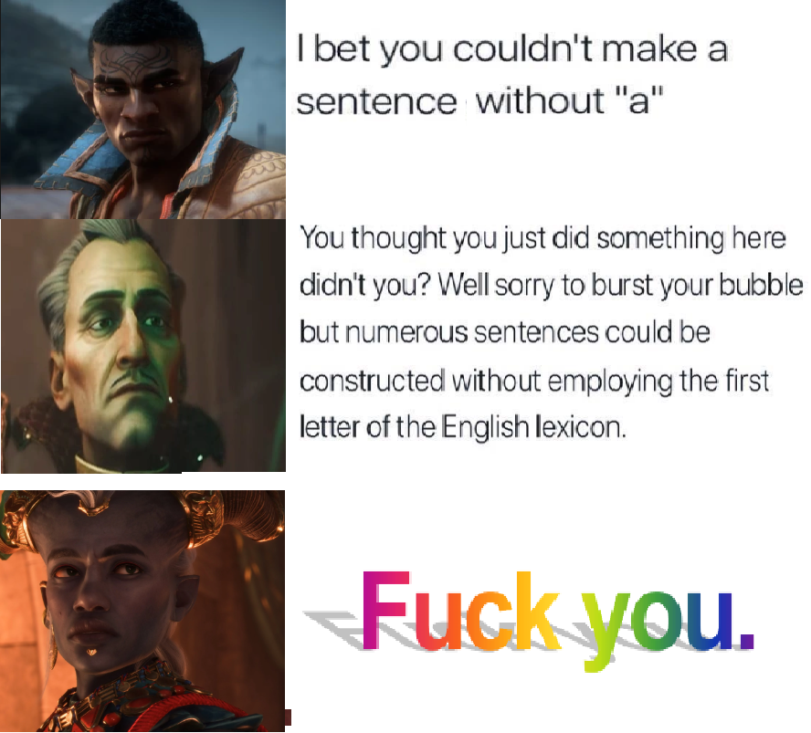 CMLWright's tweet photo. I am still in Veilguard hell so enjoy this low effort meme #DragonAgeVeilguard https://t.co/rtfkLHiLzc