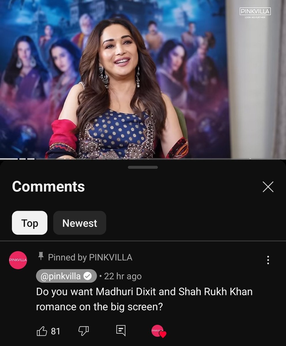 farisha_nor's tweet photo. SRK said this to Madhuri in JDJ - "so much love for people you really love".  Whenever they are on screen together, you can feel the chemistry, love... 
Please make a movie together 🙏 
@MadhuriDixit 
@iamsrk https://t.co/28KkSkmDaT