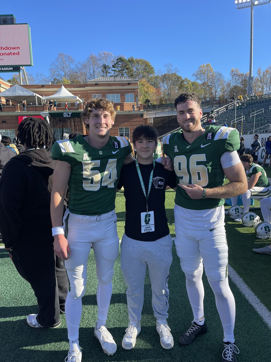 GSh33han's tweet photo. Had a amazing time @CharlotteFTBL today! Great talking to @contratto97 as well to @mikeosh23 and @AdamBooker919 ! Can’t wait to come back! #AGTG 
@DanOrnerKicking @BiffPoggi @froelich51 @Therealcoachaj @Gm4Sports @Charlotte49ers https://t.co/nkInV9lCtz
