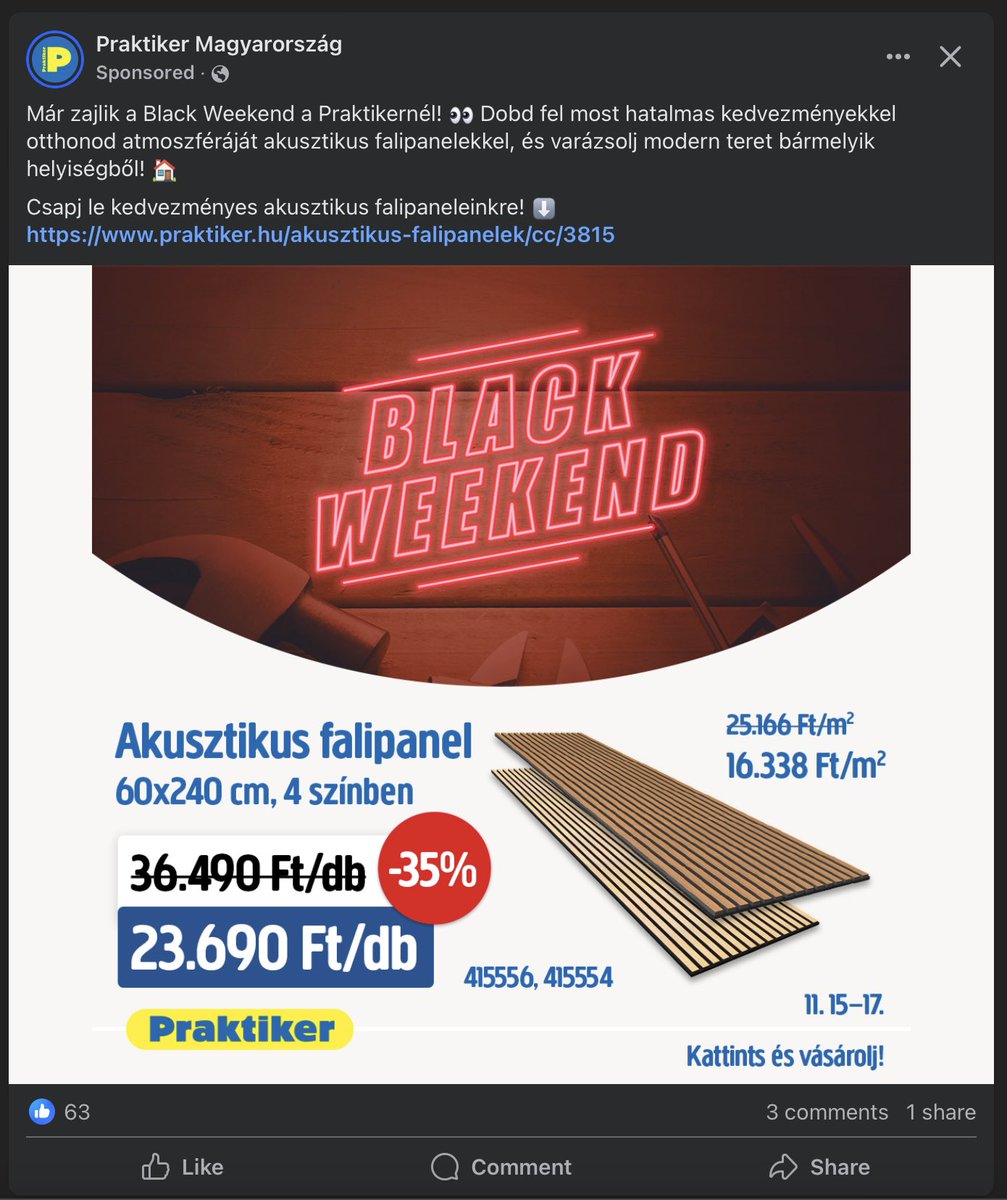 Délután elolvastam <a href="/angelday/">József Schaffer</a> friss blogposztját:
plastik.substack.com/p/akusztikus-f…
Semmi mást nem tettem, csak emailből rákattintottam a cikk címére, böngészőben elolvastam a posztot, majd bezártam. Nem kerestem rá semmire sem előtte, sem utána. Aznap este ezt a hirdetést látom facebookon: