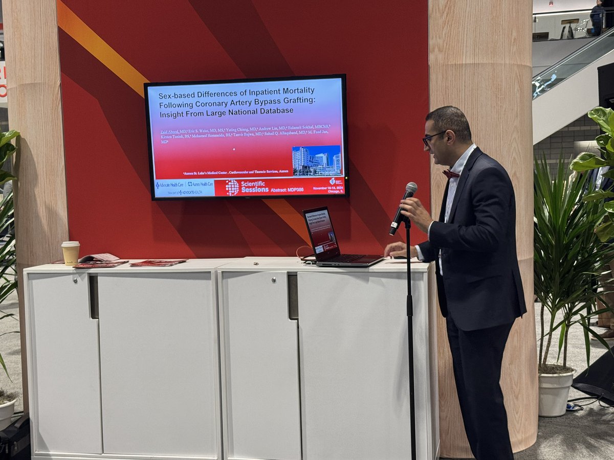 ZAALTai's tweet image. Honored to have presented our research on gender disparities in CABG outcomes at #AHA24, representing @AuroraCVFellows . Grateful for the opportunity to share insights and engage in meaningful discussions. Let’s continue striving for equitable care in cardiology!