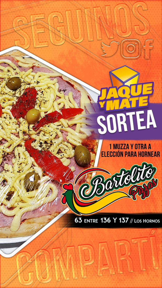 jaqueymateok's tweet photo. 💣#SORTEO 

▶ Bartolito Pizzas regala una muzza y otra para hornear
¿Cómo participar? 

✔ Seguinos en Twitter 
✔ Compartí la publicación durante el programa
✔ Indicá tus últimos 3 del DNI https://t.co/oTRkMOOdrf