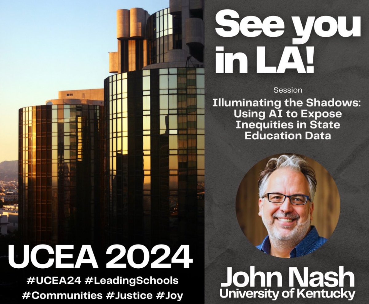 Looking forward to UCEA 2024 in LA. Gonna talk about how to liberate state report card databases with generative AI. Catch a bit more in this thread: bsky.app/profile/jnash.…
#UCEA24 <a href="/UCEA/">UCEA</a> <a href="/UCEAGSC/">UCEA GSC</a> <a href="/uceacastle/">CASTLE</a> #genai #LeadershipMatters