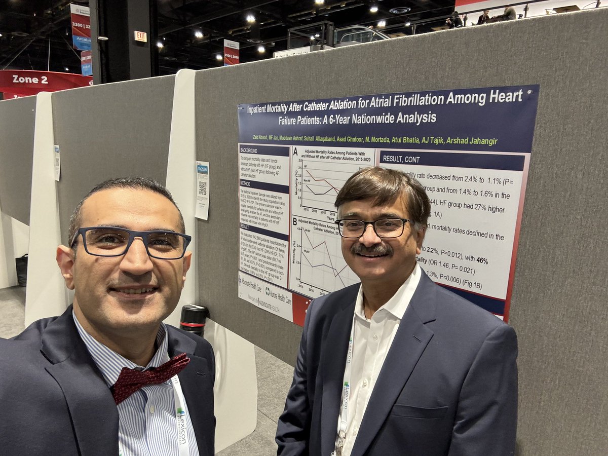 ZAALTai's tweet image. Grateful for the unwavering support of my mentor, Dr. Arshad Jahangir, a distinguished EP and renowned researcher, who attended my poster presentation on AF ablation outcomes in heart failure at #AHA24. His guidance and mentorship are truly invaluable.
