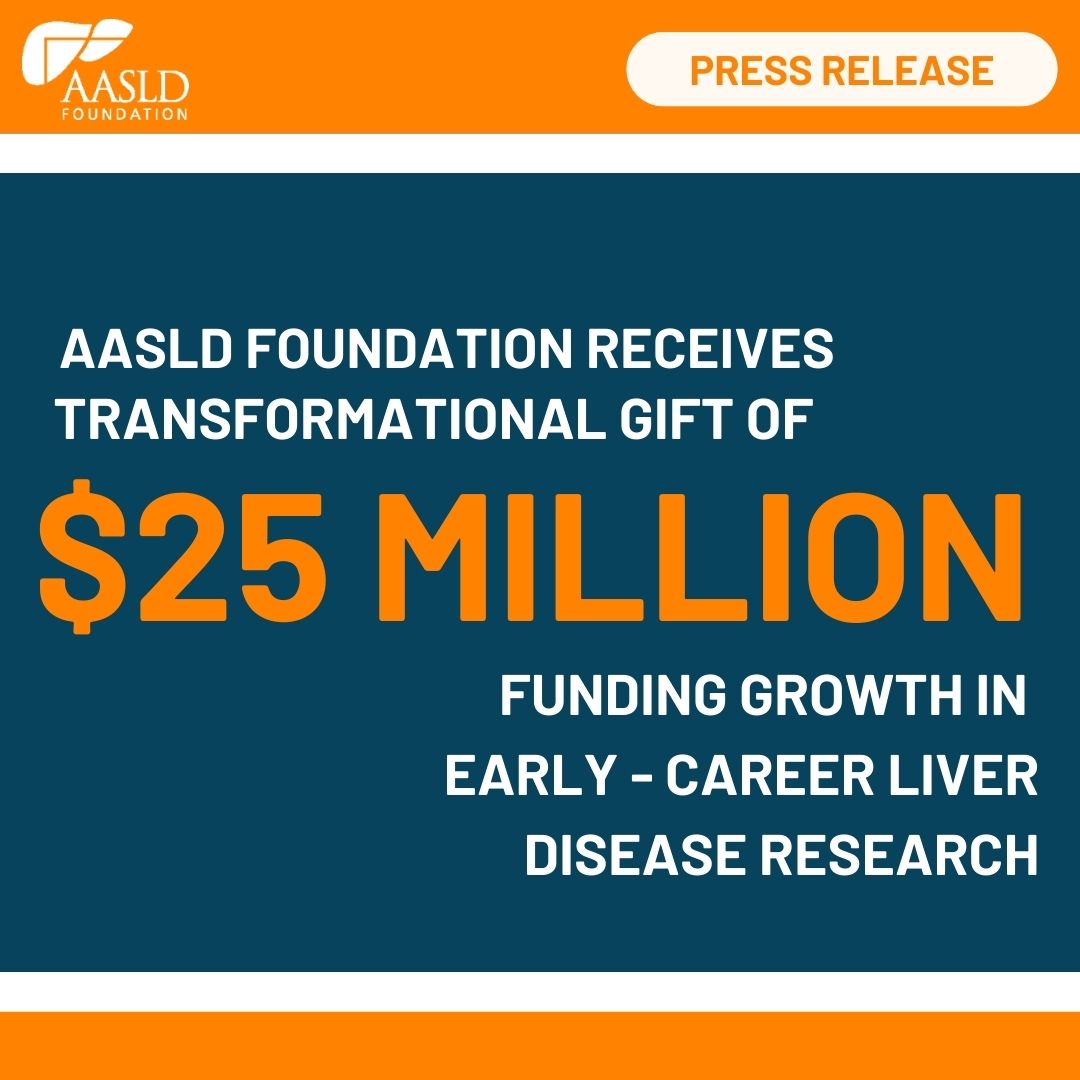 Exciting news! The AASLD Foundation has received a $25M gift to advance #liverdisease research and empower the next generation in the field of #hepatology! 

Discover more: bit.ly/4fPRDkT
#LiverTwitter #HepatologyHero #TLM24