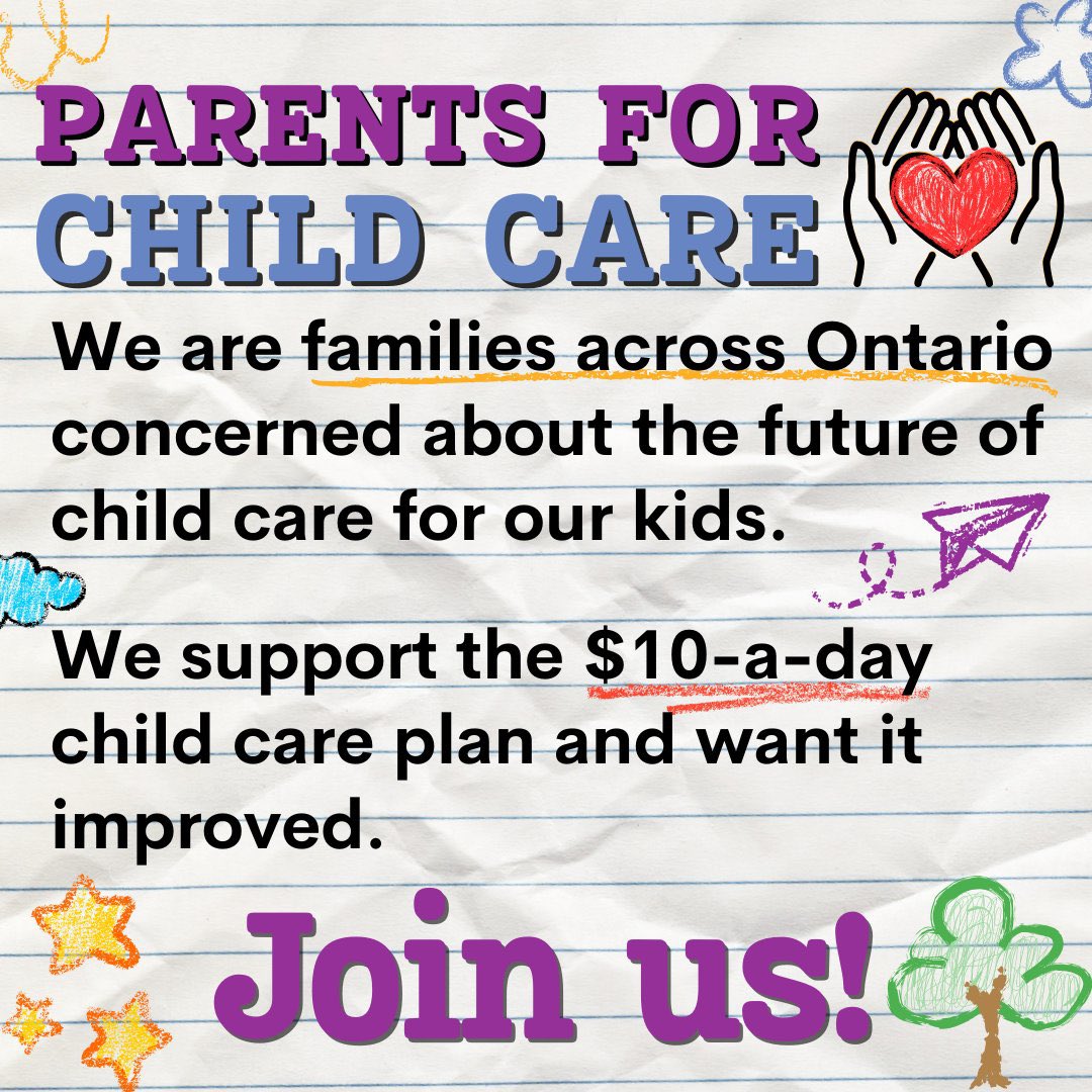 Brynne_SW's tweet photo. Parents: Do you support the $10/day child care plan? Want to see it improved &amp; expanded? Me too!

Let’s fight for affordable, accessible, quality child care for all families together!

Follow @Parents4CC and sign up here: https://t.co/huIUbW8SDx

#10adaychildcare #OnPoli https://t.co/ZlwzmqRzxK