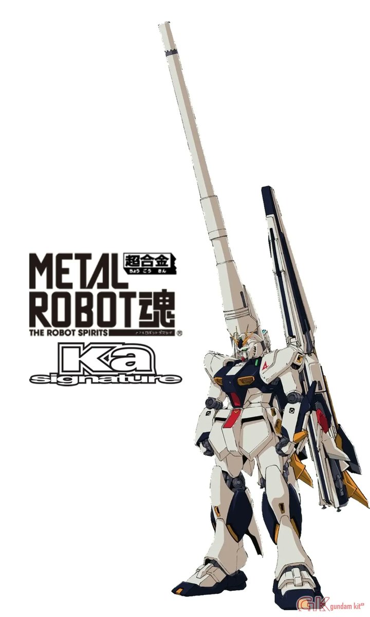 Gundamkit's tweet photo. METAL ROBOT SPIRITS Ka Signature Nu Gundam with long-range fin funnels and Hyper Mega Bazooka Launcher unveiled November 15. Pricing and release date TBA. Developed by Anaheim Electronics based on Amuro Ray's design, features Psycoframe for tracking and enhanced firepower. https://t.co/JOgCBHUetq