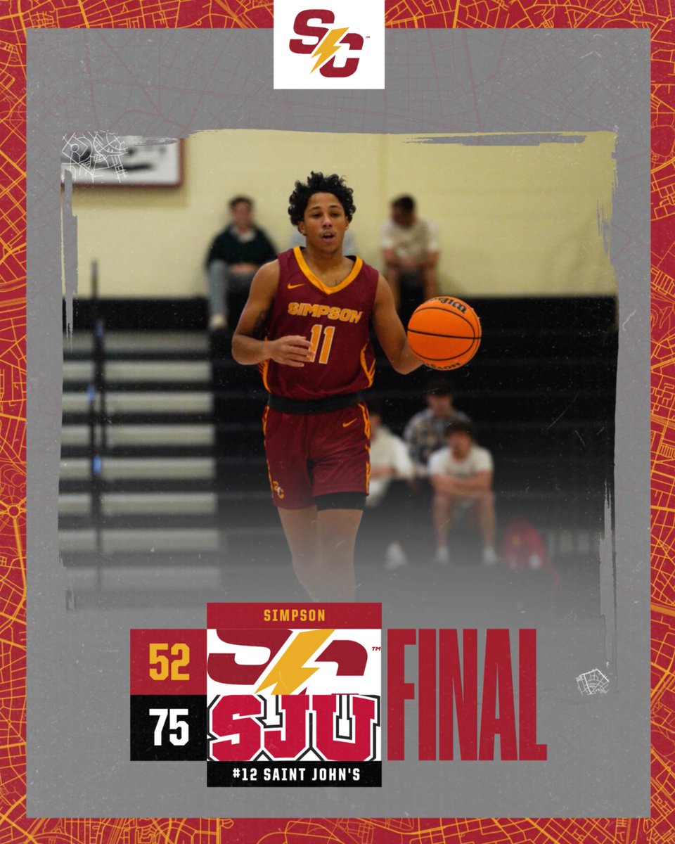 Back in action this Saturday on the road at Gust. Adolphus.

Bo Huston - 18 points, 6 rebounds
Zay Howard - 10 points
Nathaniel Winter - 10 points, 6 rebounds

📰 linktr.ee/simpsonmbasket…

#rollriversMBB #d3hoops