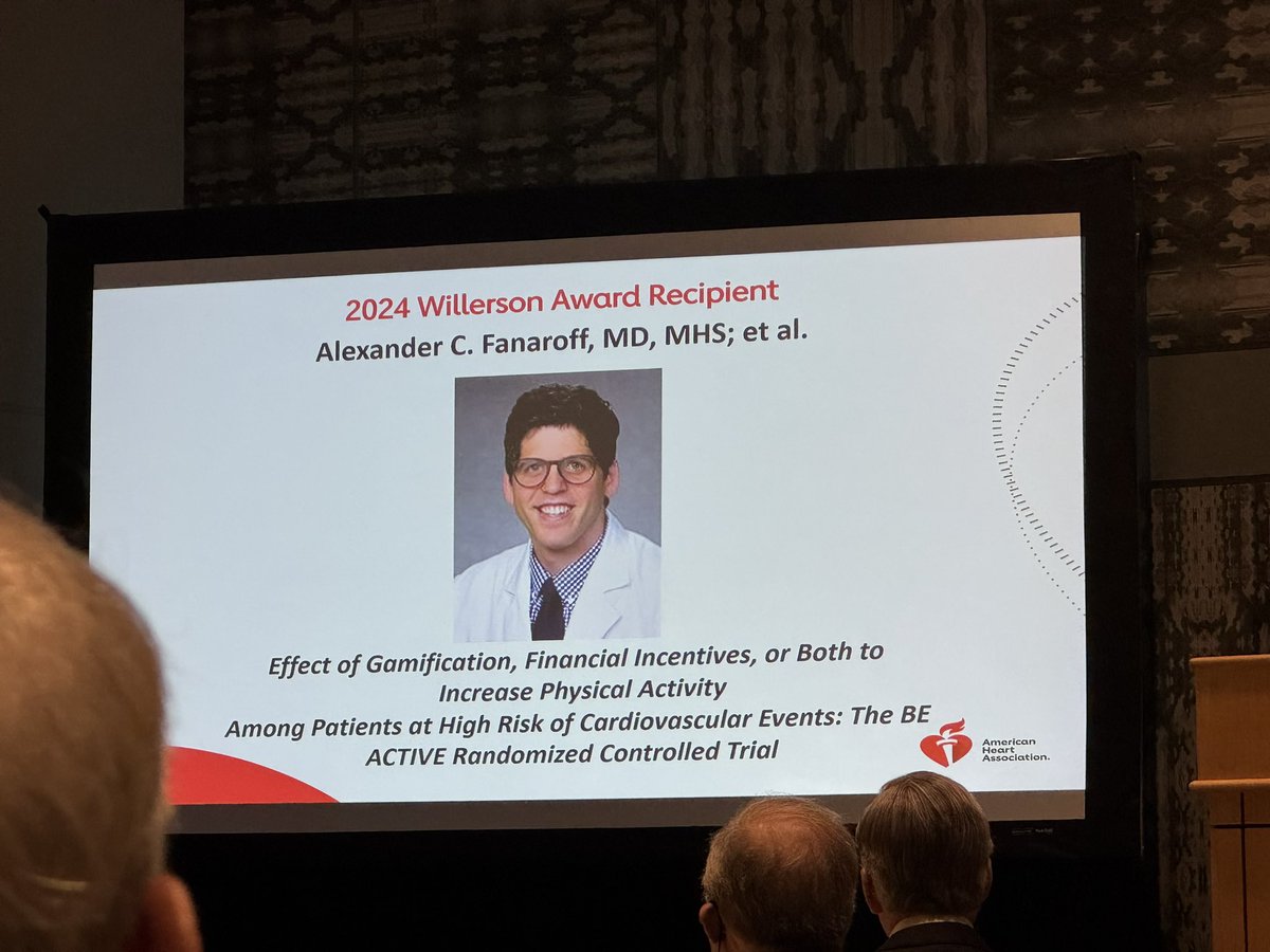 Jay Giri (@jaygirimd) on Twitter photo The hits keep on coming for @ACFanaroff!
Received the Willerson Award for best clinical research paper in <a href="/CircAHA/">Circulation</a> today at #AHA24 for his BE-ACTIVE RCT focused on improving physical activity in patients with cardiovascular disease. The hits keep on coming for @ACFanaroff!
Received the Willerson Award for best clinical research paper in <a href="/CircAHA/">Circulation</a> today at #AHA24 for his BE-ACTIVE RCT focused on improving physical activity in patients with cardiovascular disease.