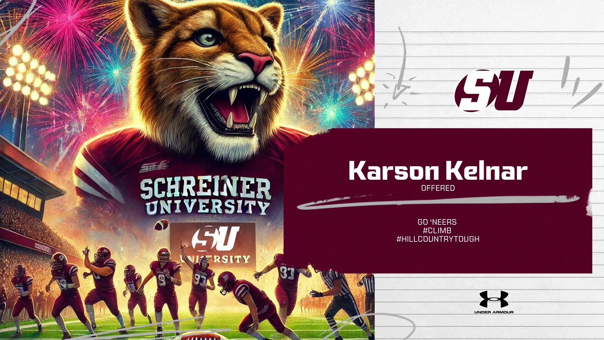 After a great talk with <a href="/CoachTreschitta/">Kenny Treschitta</a> I am very blessed to receive my first offer from Schreiner University!
 <a href="/coachmarktorres/">Mark Torres</a> <a href="/BudaHaysFB/">Jack C. Hays High School Hawks Football</a> <a href="/CoachDaPrato/">𝑪𝒐𝒂𝒄𝒉 𝑫𝒂𝒏𝒊𝒆𝒍 𝑫𝒂 𝑷𝒓𝒂𝒕𝒐 🐺</a> <a href="/CoachBeauGrech/">Beau Grech</a>