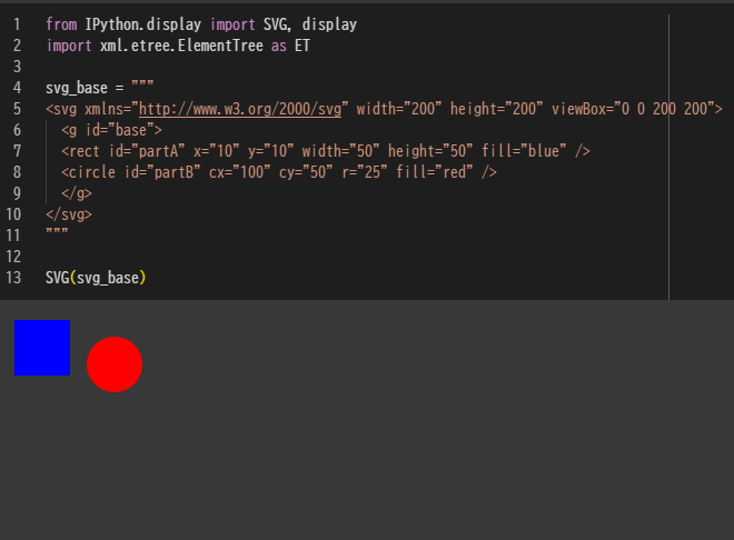 malo21st's tweet image. 画像データのSVGですが中身はXMLなので、Pythonの標準モジュールxmlで属性などを操作すれば、部品化したSVGの追加や表示・非表示，サイズ変更ができると思いやってみたらできました。

SVGは、Webとの相性もいいので、いろいろできそうです。
#Python #SVG