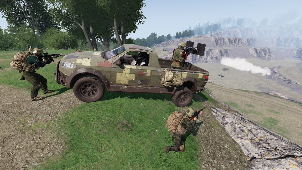 CTFArgusArma's tweet photo. This week Argus assisted Grozovian Army survivors in defending themselves from Russian and CSAT aggression, all the while they exchanged fire themselves.

Argus were able to extract a key Grozovian VIP.

Interested, link in bio. #arma #arma3 #armaplatform
@ArmaPlatform https://t.co/ZlGhLoB4zm