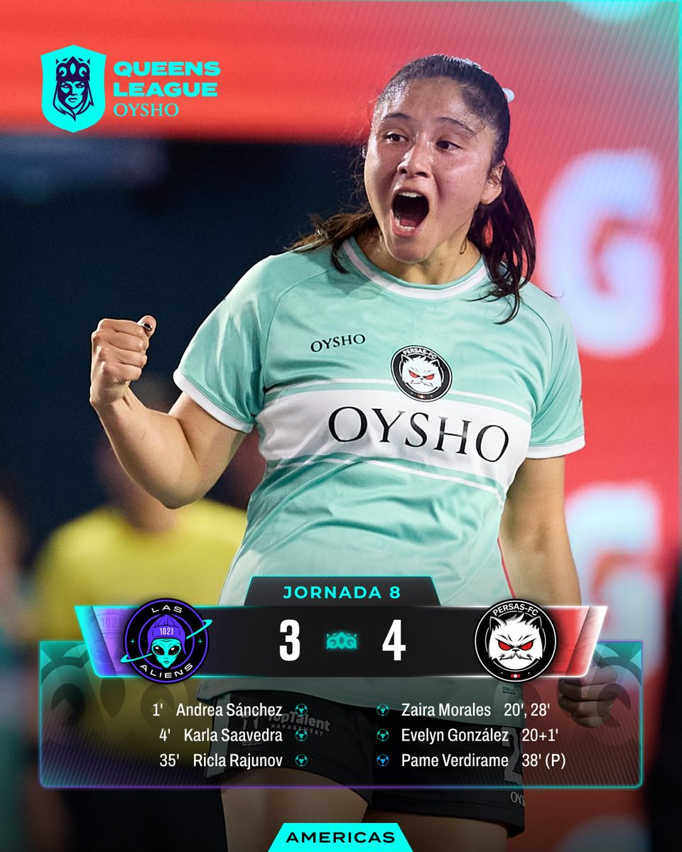 👽 <a href="/losaliensfc/">Los Aliens FC</a> 3 - 4 <a href="/FCPersasFemenil/">Persas FC Femenil</a> 🐈

#QueensLeague #Oysho