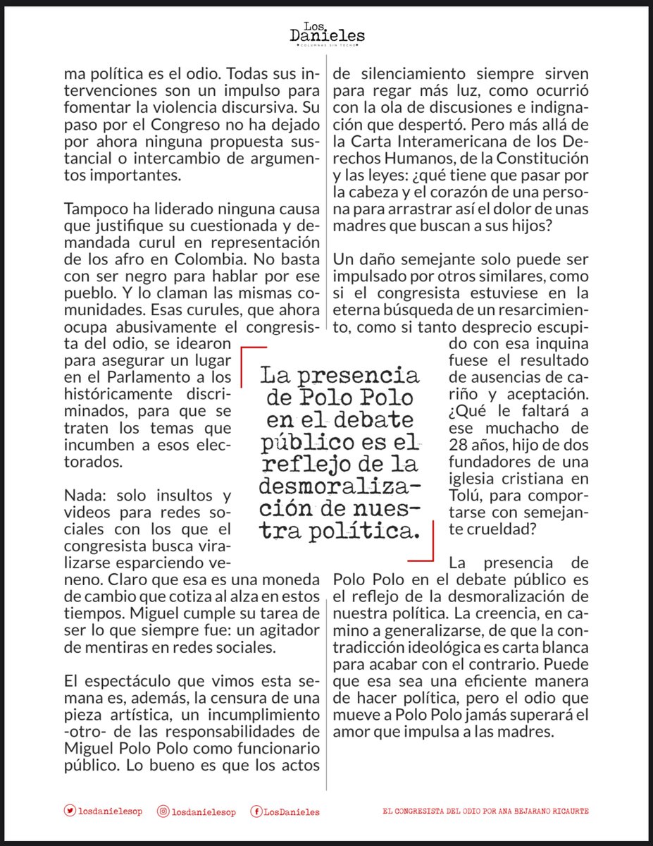 cesarusa5's tweet photo. #ElCongresistaDelOdio por @AnaBejaranoRG ¿Qué le faltará a ese muchacho de 28 años, hijo de dos fundadores de una iglesia cristiana en Tolú, para comportarse con semejante crueldad? @MiguelPoloP 
#LosDanieles @losdanieles https://t.co/3iLMzEUBSr https://t.co/YWRGS46hNx