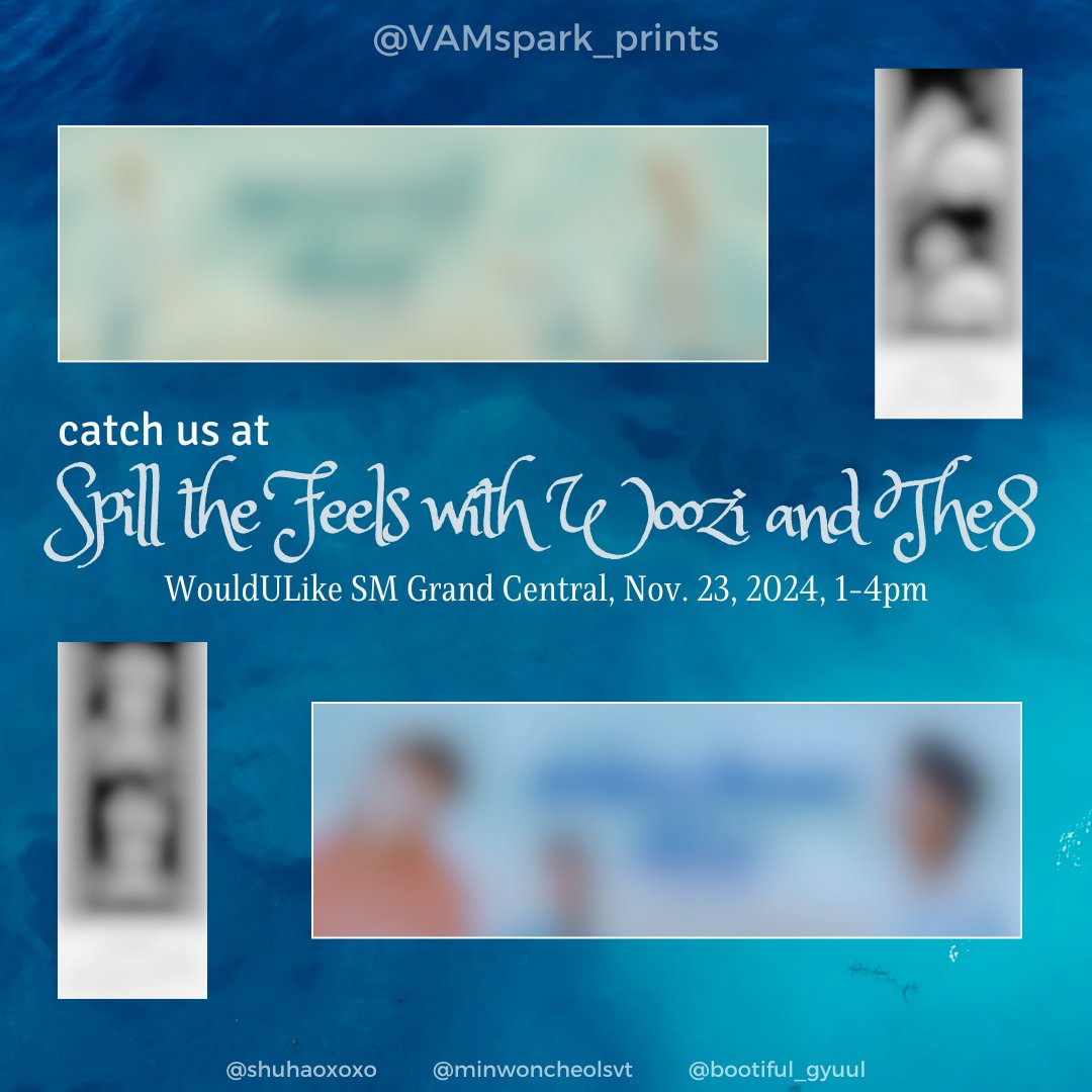 vamspark_prints's tweet photo. catch us at @TheWorld4SVT 's Spill the Feels with Woozi and The8 this coming Nov. 23 at WouldULike SM Grand Central, 1-4pm, for a chance to receive a little something something 😉✨️ https://t.co/odv0VZWG94