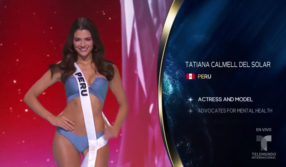 atangiess's tweet photo. TATIANA CALMELL AL TOP 12!!!! COMO NOS HACEN SUFRIR CARAJO VAMOS PERÚ 🇵🇪 
#MissUniverse2024 https://t.co/sEZ64u4feb
