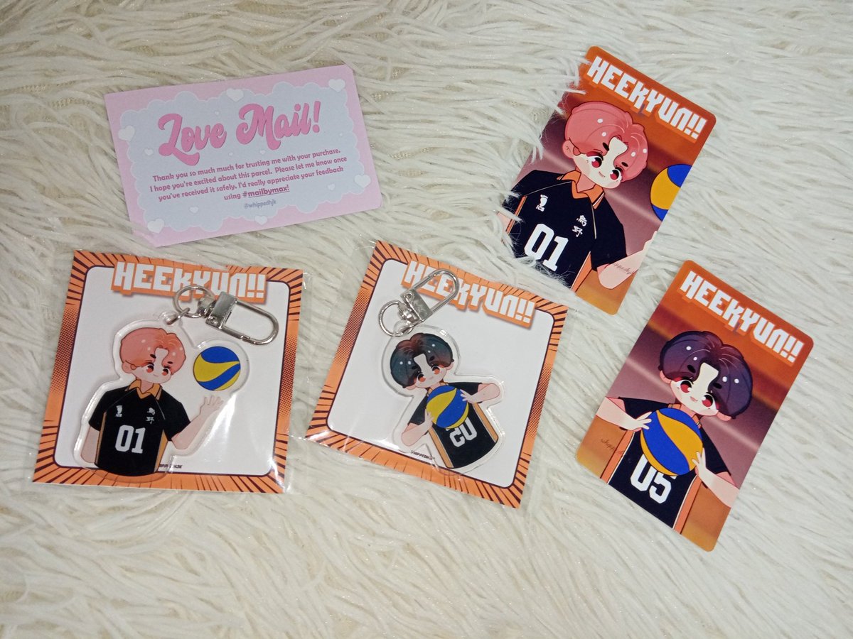 fatedheejake's tweet photo. received po! thank you so much for  these haikyuu heejake 🧡

[ @whippedhjk #mailbymax ] https://t.co/ixS23HzDXu