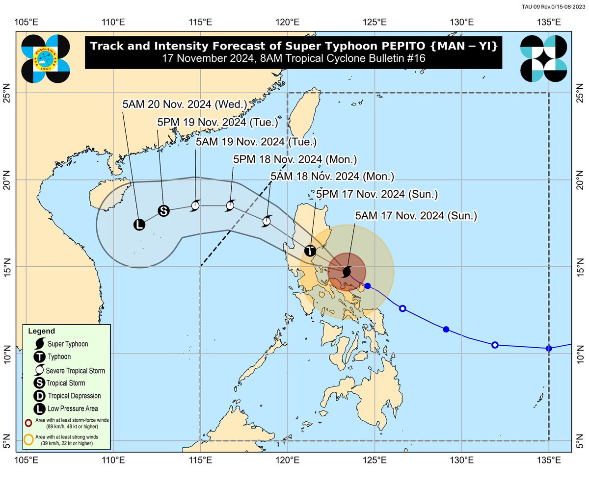PSPHSurpemo's tweet photo. Very Strong Typhoon #Manyi/#PepitoPH (25W) 

Manyi was Cleared in Catanduanes, And Next Destination is Luzon is Projected to be Make Landfall in Next Few Hours in Luzon, After of Toraji/Nika in When Same Hit Luzon In Few Weeks Ago.

Source: PAGASA, JMA, JTWC, NOAA. https://t.co/xM9fEDTxsK