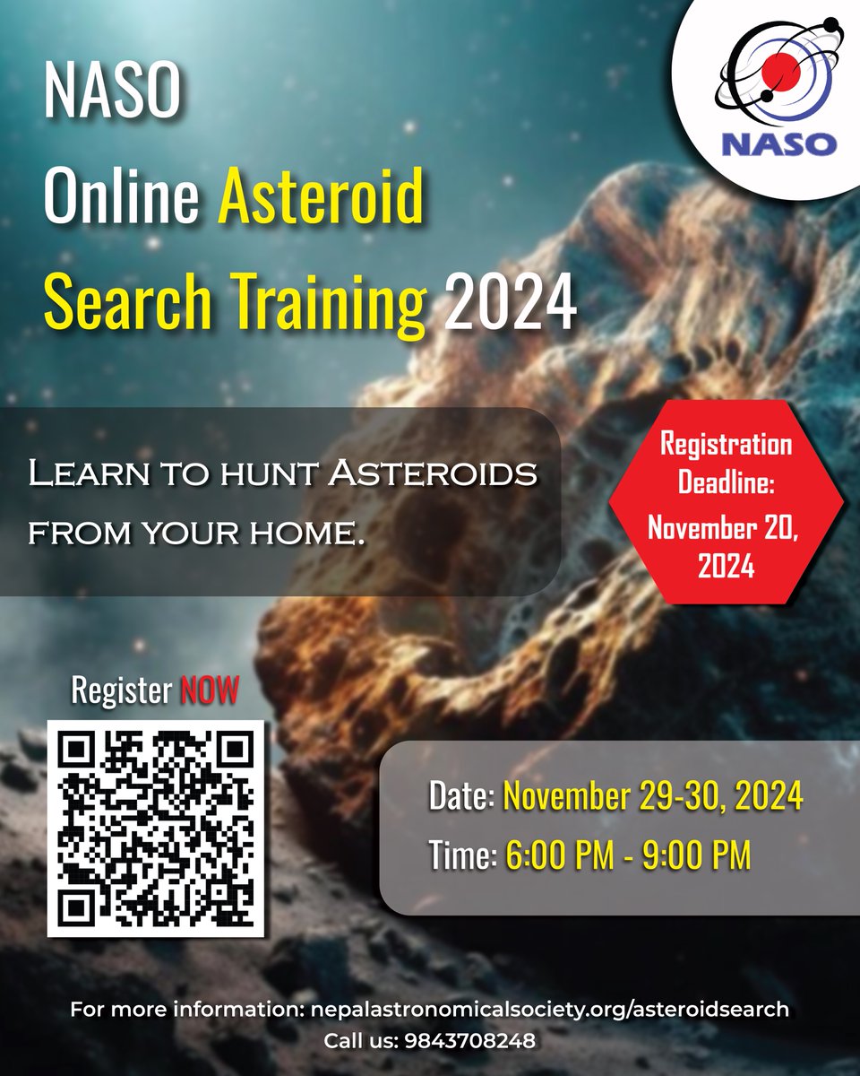 📷 𝐋𝐀𝐒𝐓 𝐂𝐇𝐀𝐍𝐂𝐄 𝐓𝐎 𝐑𝐄𝐆𝐈𝐒𝐓𝐄𝐑! 📷
The countdown is ON! 📷 Don’t miss your chance to be part of the 𝐍𝐀𝐒𝐎 𝐎𝐧𝐥𝐢𝐧𝐞 𝐀𝐬𝐭𝐞𝐫𝐨𝐢𝐝 𝐒𝐞𝐚𝐫𝐜𝐡 𝐓𝐫𝐚𝐢𝐧𝐢𝐧𝐠 𝟐𝟎𝟐𝟒!
📷 𝐋𝐞𝐚𝐫𝐧 𝐡𝐨𝐰 𝐭𝐨 𝐡𝐮𝐧𝐭 𝐚𝐬𝐭𝐞𝐫𝐨𝐢𝐝𝐬 𝐟𝐫𝐨𝐦 𝐲𝐨𝐮𝐫 𝐡𝐨𝐦𝐞!