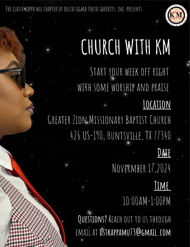 First up, Church with KM!!! We invite you to praise and worship with us at Greater Zion Missionary Baptist Church!❤️