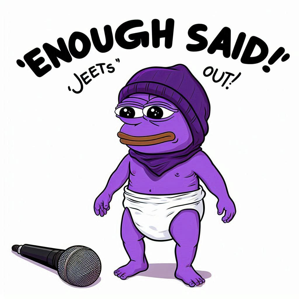 Jeets are mostly out, chads are coming in to support the community and we're getting stronger.  Join us at $BabyPurpe t.me/baby_purpe

Ej9jJDCD85mZysgorrY582Vpv7HLgDyi7Fa2jRCjgscZ