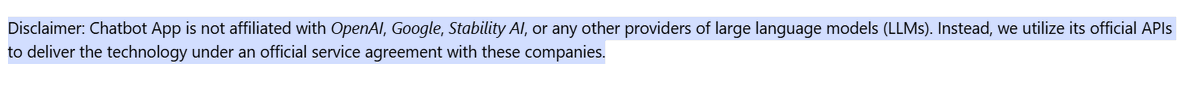 notoriouslyned's tweet photo. Despite attempting to copy chatgpt's brand, per your terms and conditions you actually have no affiliation with open ai at all https://t.co/igxT0830rA