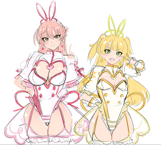 ナース美嘉バニーにナース莉嘉バニーもちょっと描いてみたらこれはエッチ過ぎでは… 