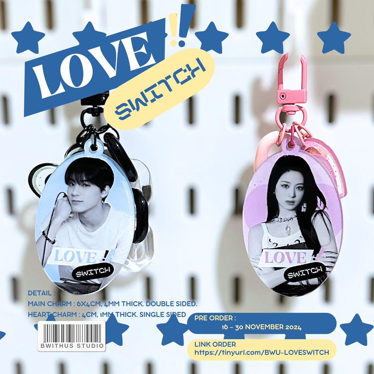bwithusstudio's tweet photo. (like &amp; rt are very appreciated)

★OPEN PRE-ORDER★
16 November - 30 November 2024

🔗 : https://t.co/ph6NBIXvqq

Love, Switch!💞
Acrylic Keychain by @bwithusstudio 

💰IDR 35K/ (DP IDR 25K)

More details on form!🙌🏻

#bwithusstudio #kpopkeychain #fanmade https://t.co/zTYjhveIDp