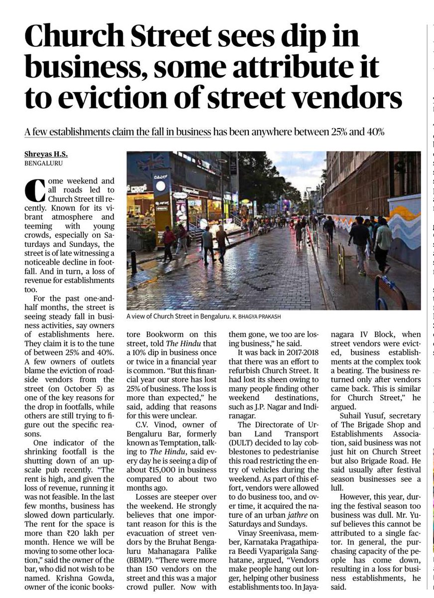 Dear <a href="/BBMPCOMM/">Tushar Giri Nath IAS</a> by  evicting the vendors of church street , you hit not just their business but of shops also. Church street has lost its vibe. Pls follow Street vendors act,  restore livelihoods of the poor. 

<a href="/aicctukar/">AICCTU Karnataka</a> 

Imp story by  <a href="/ShreyasJurno/">Shreyas HS</a>