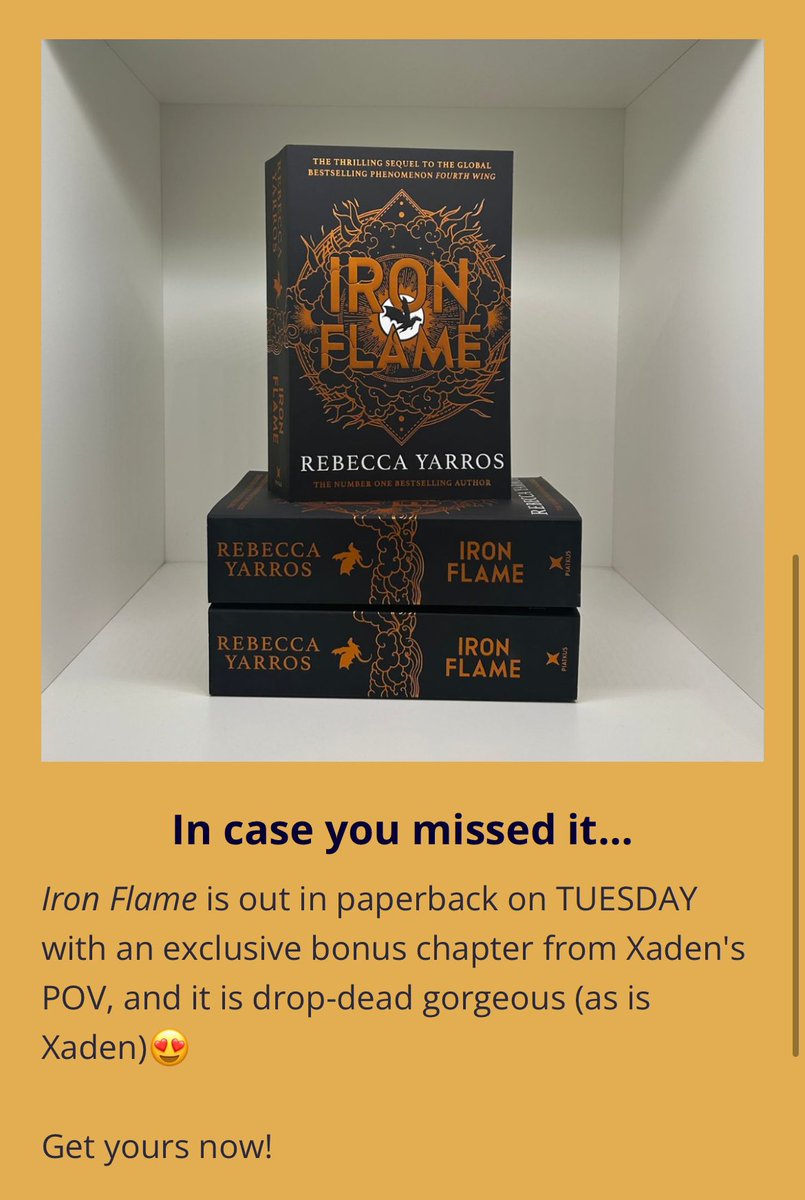 FernPhase23's tweet photo. Yall get the empyrean series email?!?!Omfg it’s gorgeous!! We’re soo close to the book drop🫠! #onyxstorm #ironflame
#fourthwing #Rebeccayarrows https://t.co/EKw9IS7bTn