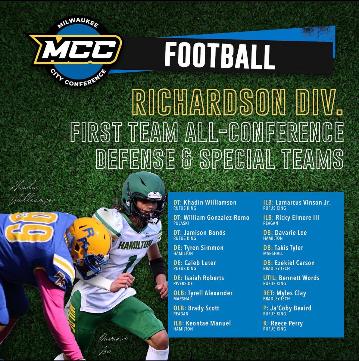Blessed to be named 1st team All-conference for both Offense and Defense