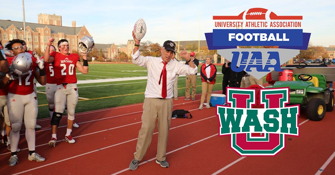 This Day in the UAA, Nov. 16, 2019:

The WashU football team defeated Carroll 62-14 in Larry Kindbom’s final game as head coach. Kindbom concluded his head coaching career with a 220-149-1 (.596) overall record in 37 seasons as a head coach, including a 192-119 (.617) record in