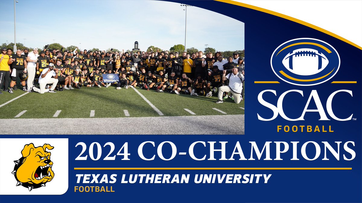 SCAC_Sports's tweet photo. #SCACFb | Congratulations to your 2024 #SCAC Co-Champions, @tluathletics  &amp; @mcmsports!🏈👏🏆

#SCACPride | #d3fb | #SCACChamps | #WhyD3 https://t.co/tUNpvcw2nl