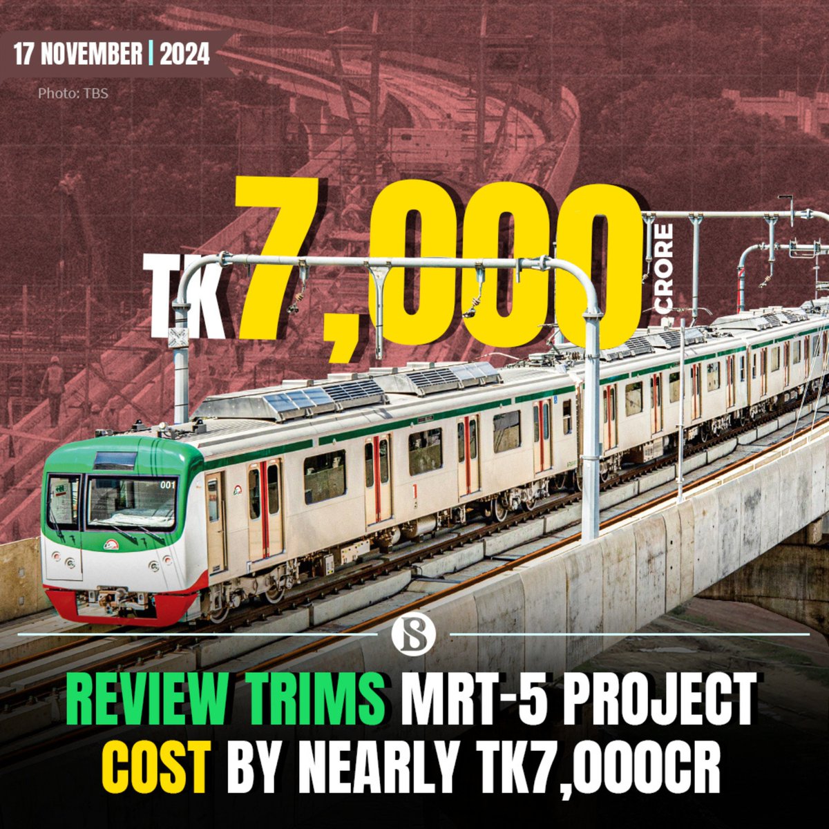 tbsnewsbd's tweet photo. During the Awami League era, DMTCL had proposed a budget of Tk54,619 crore for the project
Link in Comments
#MetroRailDhaka #costreduction #mrt5project #DMTCL #TBSNews https://t.co/dCc2zvzVxO