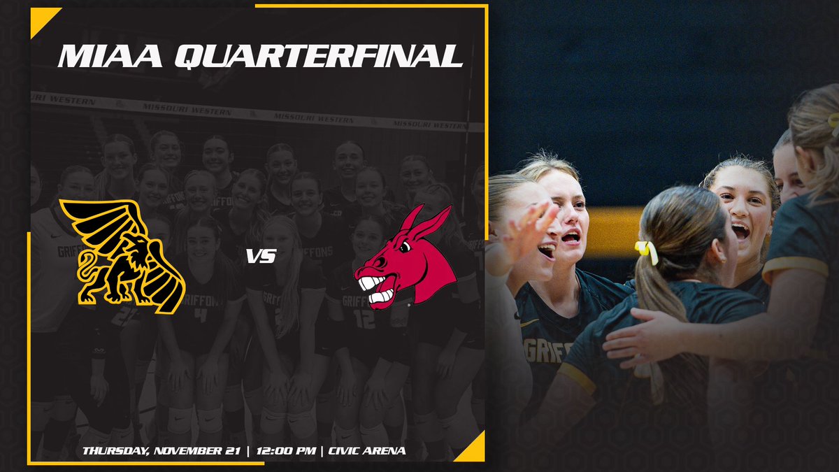 MWSUGriffons's tweet photo. 🏐 NEWS: MIAA Tournament Bound 👏

@MWSUvolleyball receives the No. 2 seed and will face No. 7  Central Missouri in the opening round of the MIAA Tournament. 

📰- https://t.co/J44vcdibhx

#PaintItBlack🏴 | #GriffUp🦅🦁 https://t.co/ctmaNev9xc