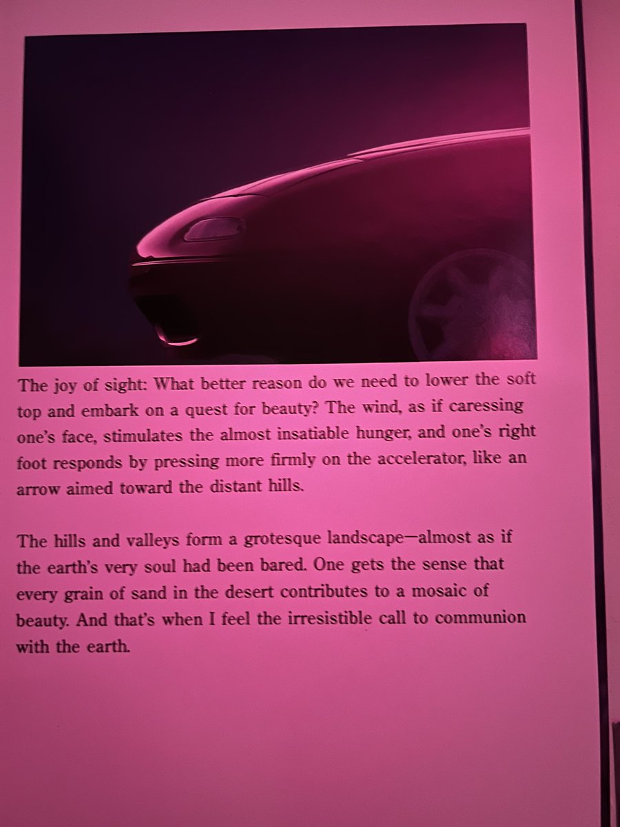 2ZRolla's tweet image. I'm a Miata enjoyer so I picked up this cool photo book from an antique and vintage store. 

There's very little text of course, but it might be the most erotic shit I have ever read... they know what we are