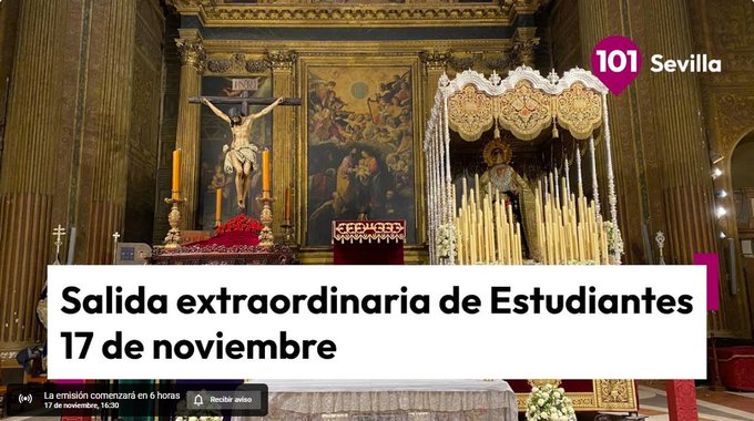 Retransmisión EN DIRECTO Salida Extraordinaria Hermandad Estudiantes de Sevilla