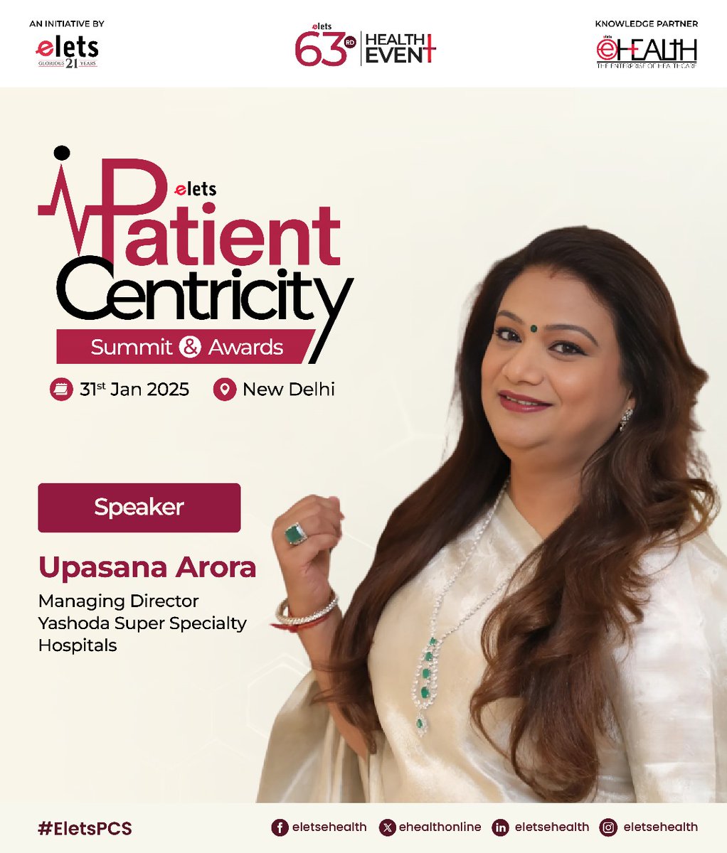 Arora3Upasana's tweet photo. Honored to speak at the Elets Patient Centricity Summit on Jan 31, 2025, in New Delhi! Excited to discuss advancements in patient-centric care and tech-driven healthcare solutions. Letโs lead change together!
#EletsPCS #PatientCentricity #HealthcareInnovation #UpasanaArora https://t.co/Q4j0EkyRgB