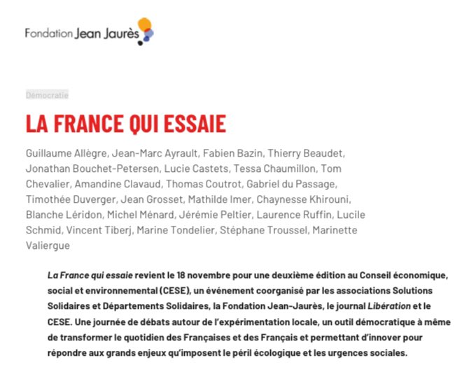 tduverger's tweet image. Demain au Conseil économique, social et environnemental à Paris, nous organisons un colloque sur « La France qui essaie ».

J’y animerai une belle table-ronde sur la démocratie économique pour renforcer la place des travailleurs dans les entreprises.

👉 jean-jaures.org/agenda/la-fran…