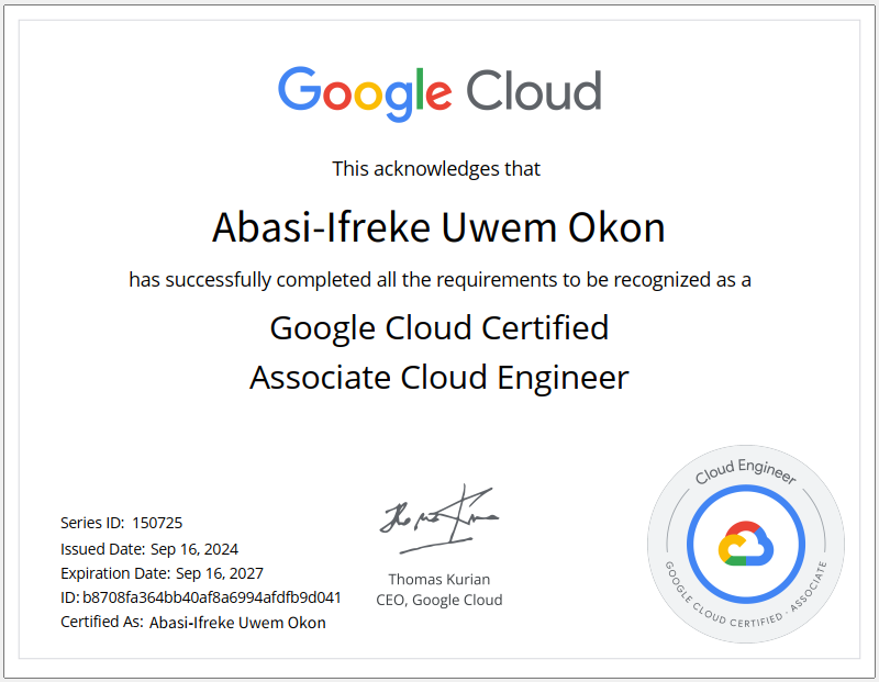 Finally sharing that I got certified as a Google Cloud Associate Cloud Engineer. 
Thank you soooo much <a href="/teneikaask_you/">Teneika Askew | Analytics & Automation</a> , you shared the google cloud get certified program which I got in and got a 100% voucher to write the exam.
Thank you <a href="/afk_zoro/">Samuel</a> for the exams prep resources