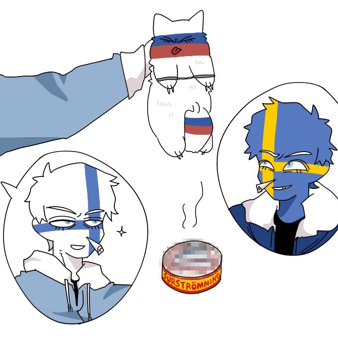 vf53_maru's tweet photo. Surströmming💀

#CountryHumans https://t.co/uujuINgaoR