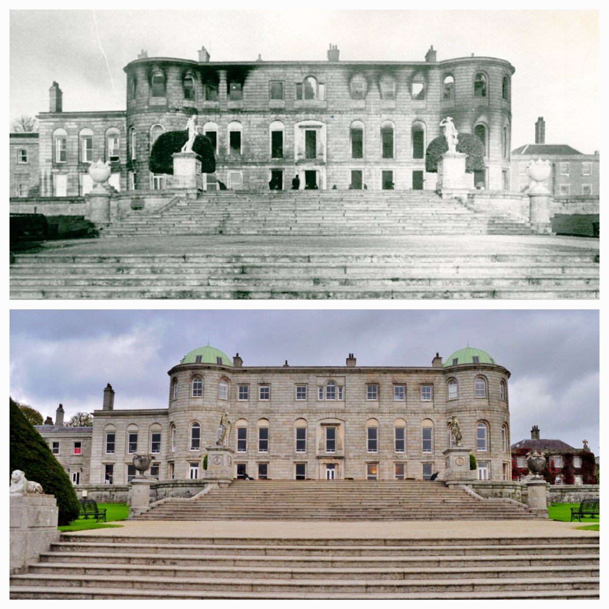 It is now 50 years this month since a fire destroyed Powerscourt Hous, Co. Wicklow in November 1974. Powerscourt was built in 1731 and was designed by the famous German architect Richard Castle, who also designed Strokestown House, Hazelwood House and Westport House.