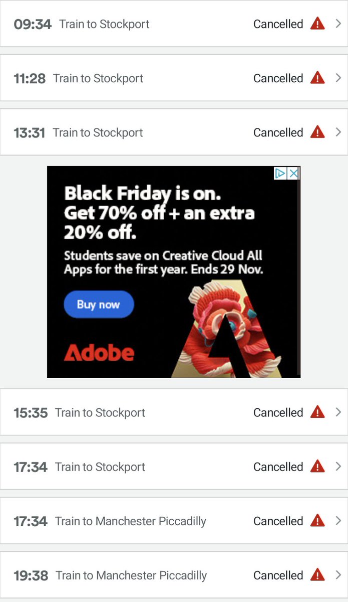 ThatsMrDeadpool's tweet photo. Gotta love when your trains get cancelled for the day 😂 looks like I'm doing a long day tomorrow with travel and then a late shift https://t.co/Cvswo3YSwE