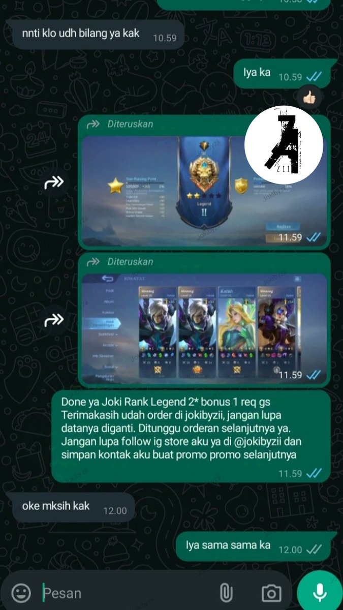 ourzips's tweet photo. ✅Joki Rank Legend 2🌟
Full testi bisa cek dimedia atau ig jokibyzii link dibio                          

Buat yang mau order joki atau tanya tanya bisa WA aku ya link dibio ya
#zonauang #jokiml #jokimlbb https://t.co/DZKzbx0Kdx
