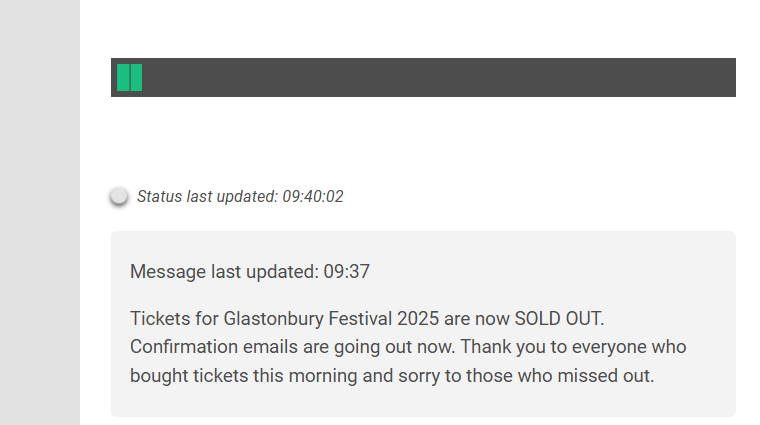 Saying sold out on my page